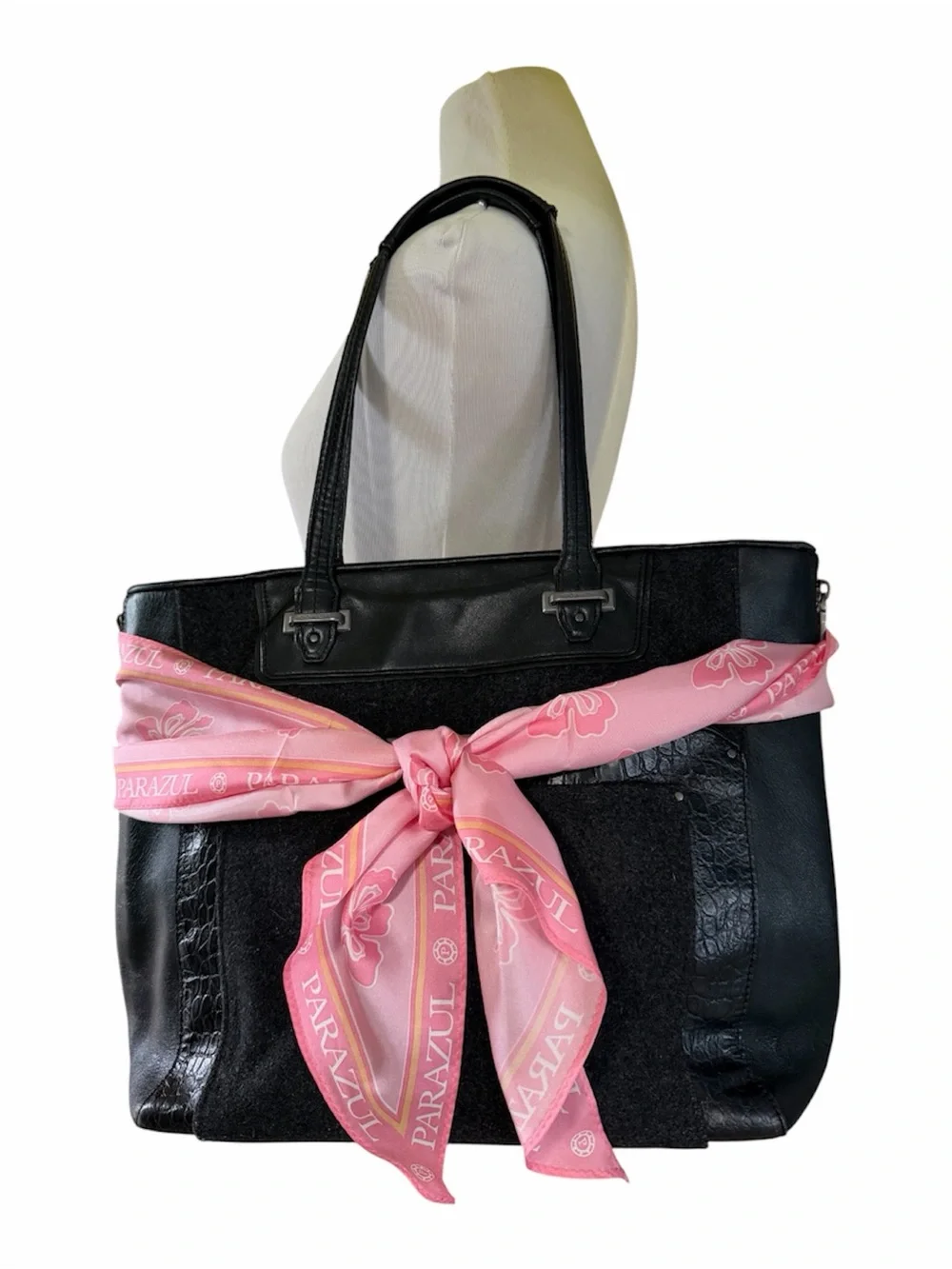Parazul Pink Floral 100% Silk  Scarf with Hibiscus Hawaian classic twilly